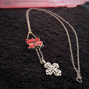 30 inch red hearts and gothic cross necklace